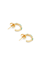Thin Mini Emerald And Diamond Hoop Earrings